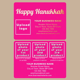 Pink Business Brand on Hanukkah Rectangle Foil Holiday Card