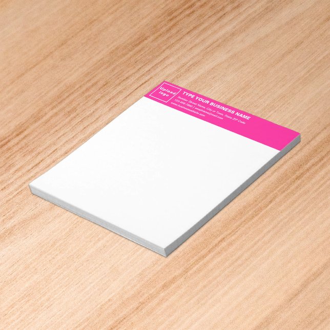 Pink Business Brand on Heading of Small Notepad (Build brand name awareness. Your business brand on pink heading of small notepad.)
