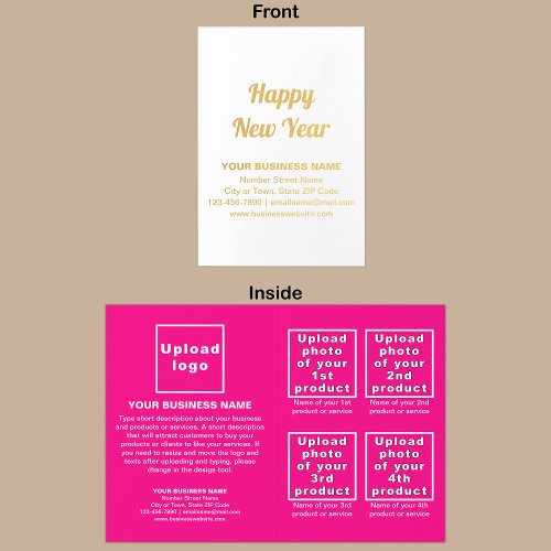 Pink Business Brand on New Year Foil Card