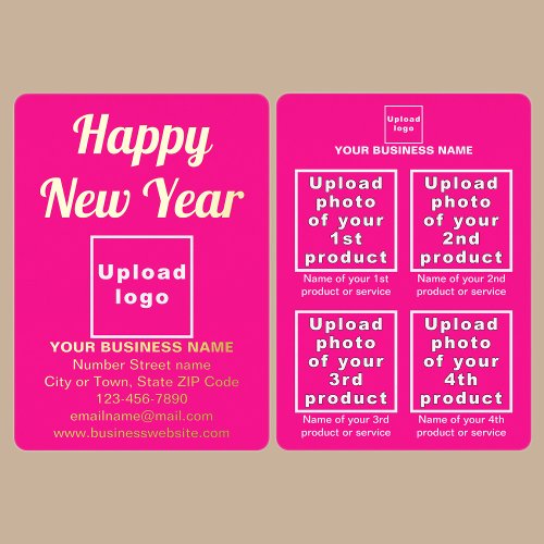 Pink Business Brand on New Year Foil Holiday Card
