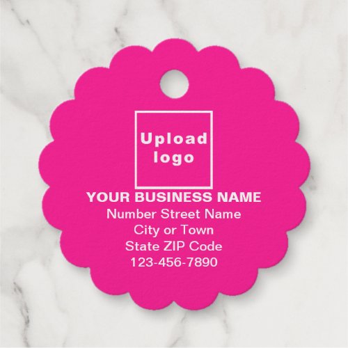 Pink Business Brand on Scalloped Round Shape Foil Favor Tags
