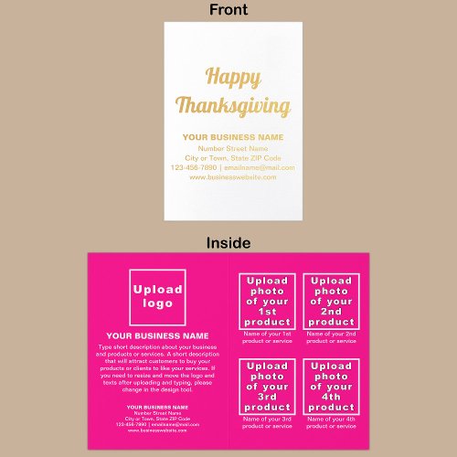 Pink Business Brand on Thanksgiving Foil Card