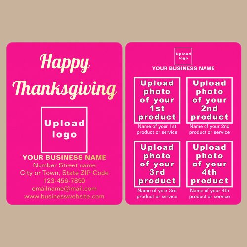 Pink Business Brand on Thanksgiving Foil Holiday Card