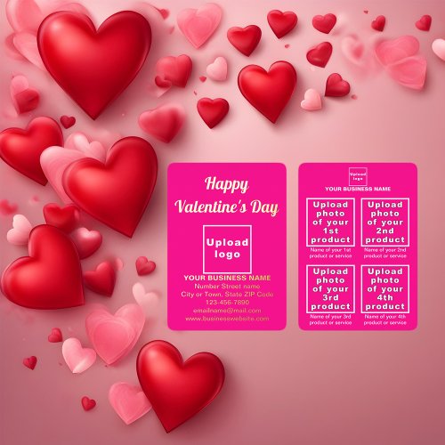 Pink Business Brand on Valentine Foil Holiday Card