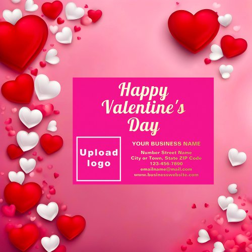 Pink Business Brand on Valentine Foil Holiday Postcard