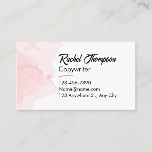 Pink Business Card  Minimalist Pink Business Card