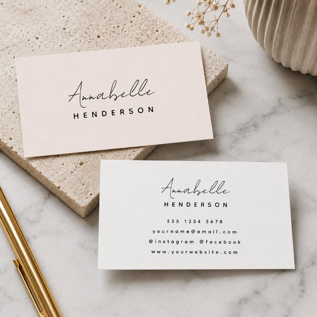Pink Business Cards | Minimalist Elegant Blush (Blush pink minimalist business cards for boutiques, salons, creatives, and personal brands)