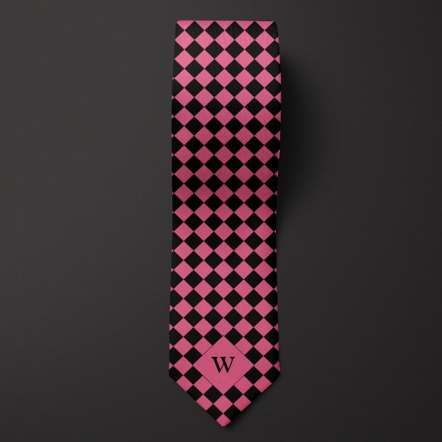 Pink Business Checkered Monogram Neck Tie (Creator Uploaded)