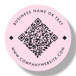 Pink | Business Custom QR Code Classic Round Sticker