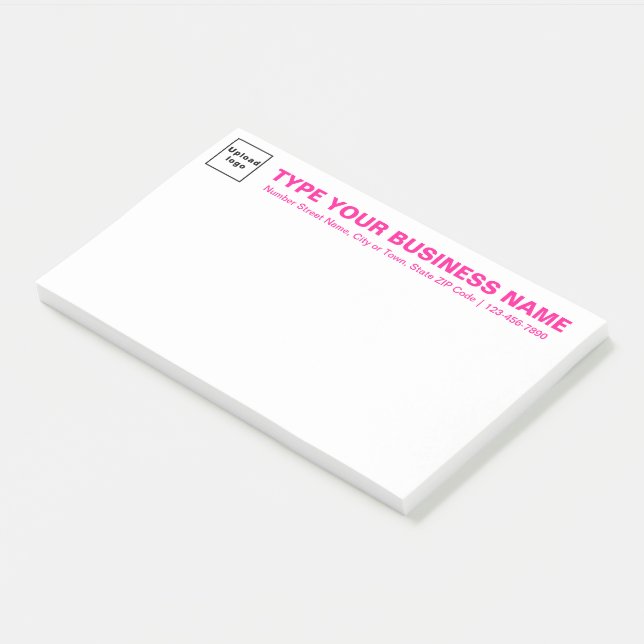 Pink Business Font White Large post it note (Angled)