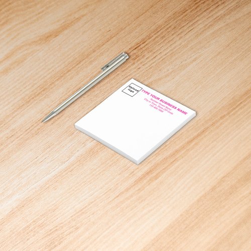 Pink Business Font White Square post it note