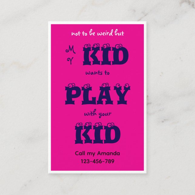 Pink Business Kid's Playdate Card (Front)