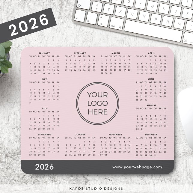 Pink Business Logo 2026 Calendar Mouse Pad (Creator Uploaded)