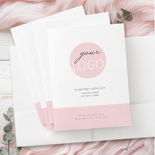 Pink Business Logo Custom Colored Border and Text Pocket Folder