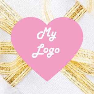 Pink business logo heart sticker