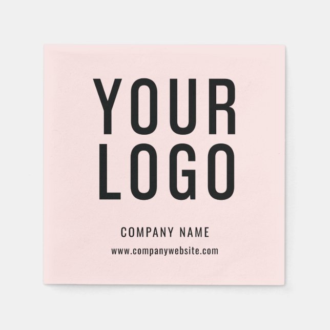 Pink Business Logo Minimalist Promotional Event Napkins (Front)