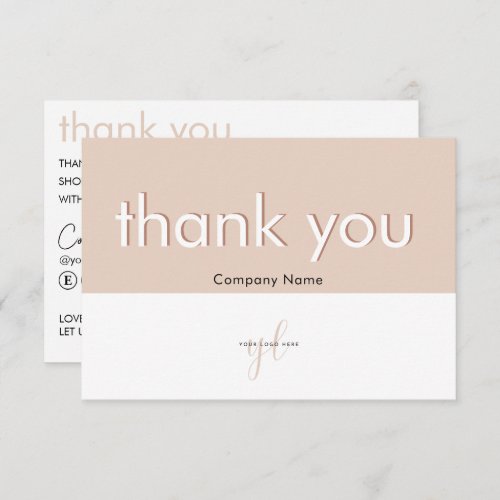 Pink Business Logo Order Discount Code Brand  Thank You Card