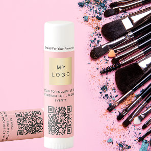 Pink business logo QR code instagram website Lip Balm