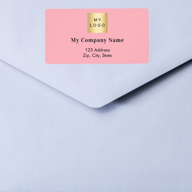 Pink business logo return address shipping label (Creator Uploaded)