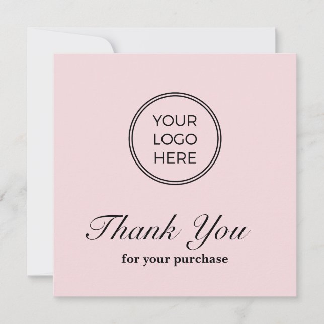 Pink Business Logo Thank You Card (Front)
