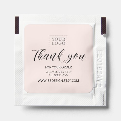 Pink Business Logo Thank you Hand Sanitizer Packet