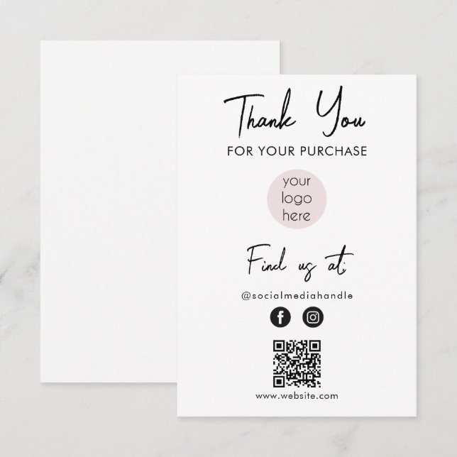 Pink Business Logo Thank You Logo Social Media (Front/Back)
