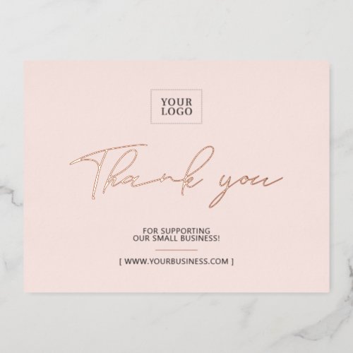 Pink Business Logo Thank you Package Insert Foil Invitation Postcard