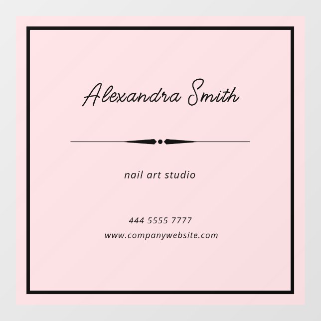 Pink Business Office Name Frame Black Window Cling (Sheet)