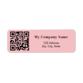 Pink business qr code return address label (Front)
