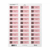 Pink business qr code return address label (Full Sheet)