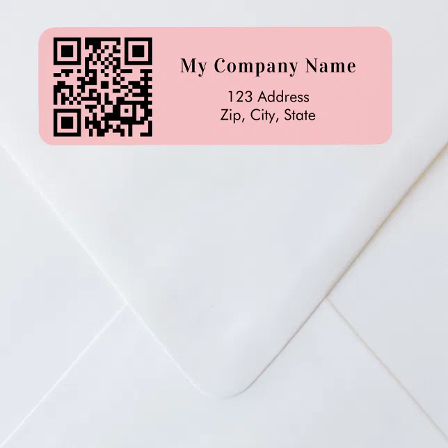 Pink business qr code return address label Zazzle
