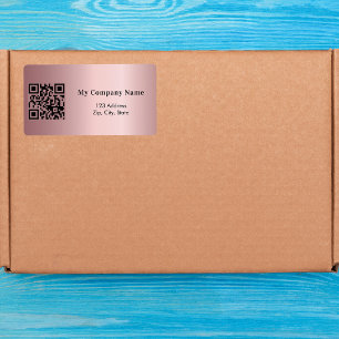 Pink business qr code return address shipping label