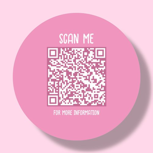 Pink  Business QR Code Scannable Classic Round Sticker