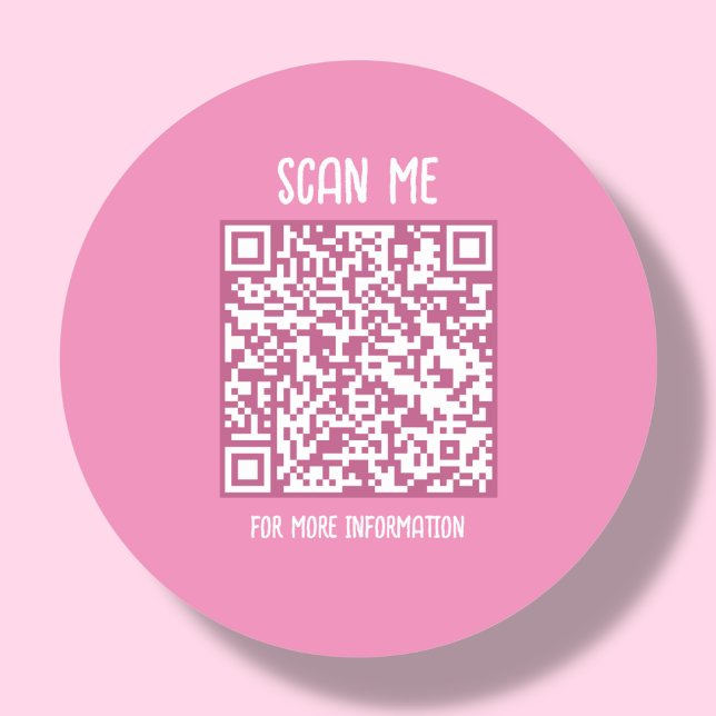 Pink | Business QR Code Scannable Classic Round Sticker (Creator Uploaded)
