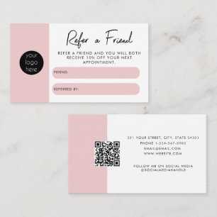 Pink Business Refer A Friend Referral Loyalty Card