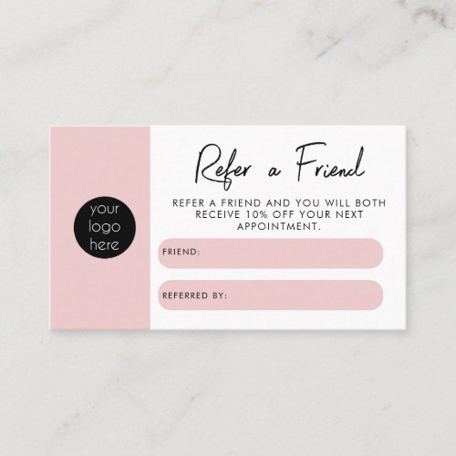 Pink Business Refer A Friend Referral Loyalty Card