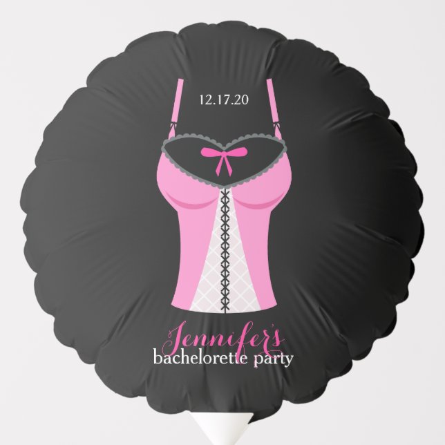 Pink Bustier Girls Night Out Bachelorette Party Balloon (Front)