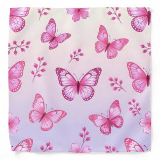 Pink butterflies and flowers pattern bandana