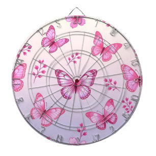 Pink butterflies and flowers pattern dart board