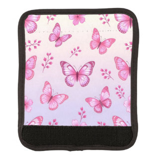 Pink butterflies and flowers pattern luggage handle wrap