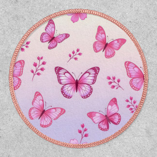 Pink butterflies and flowers pattern patch