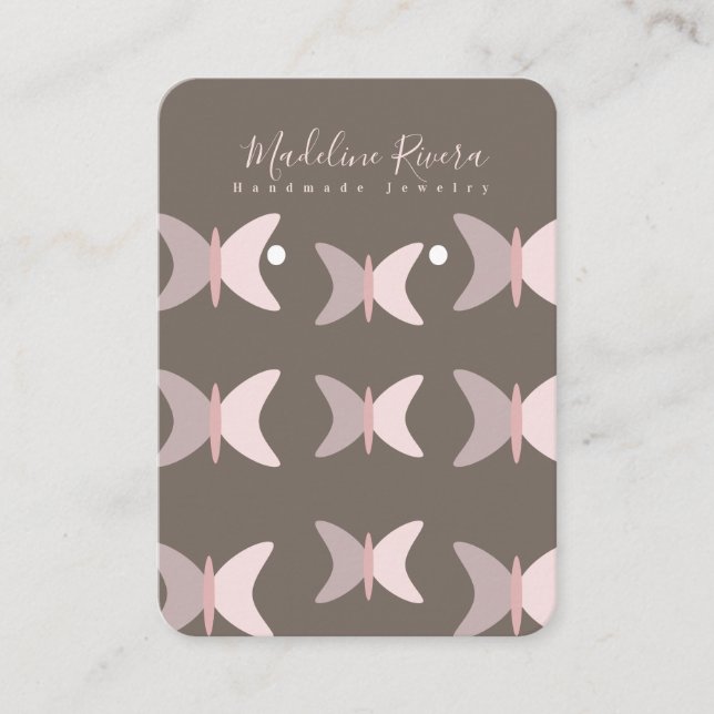 Pink Butterflies Artisan Earring Display Cards (Front)