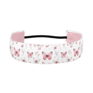 Pink Butterflies Athletic Headband