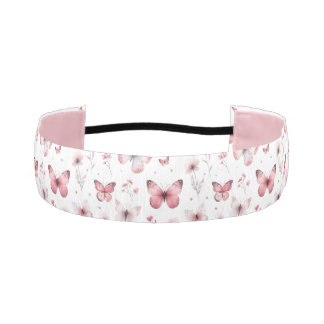 Pink Butterflies Athletic Headband
