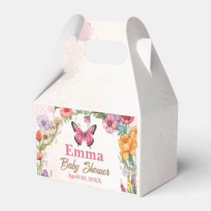 Pink Butterflies Baby Shower Floral Garden Favor Boxes
