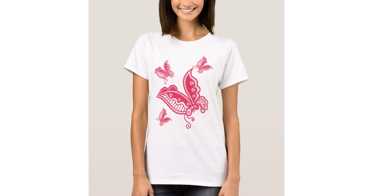 Pink Butterflies Basic T-Shirt | Zazzle