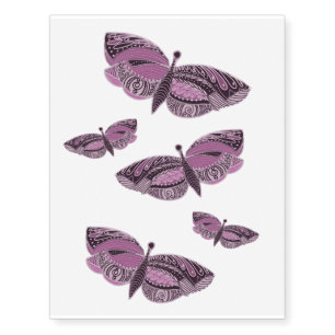 Pink butterflies body art black pattern temporary tattoos