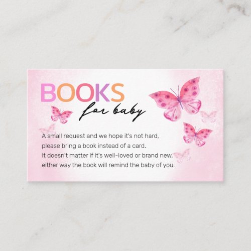 Pink Butterflies Book For Baby Request Enclosure Card