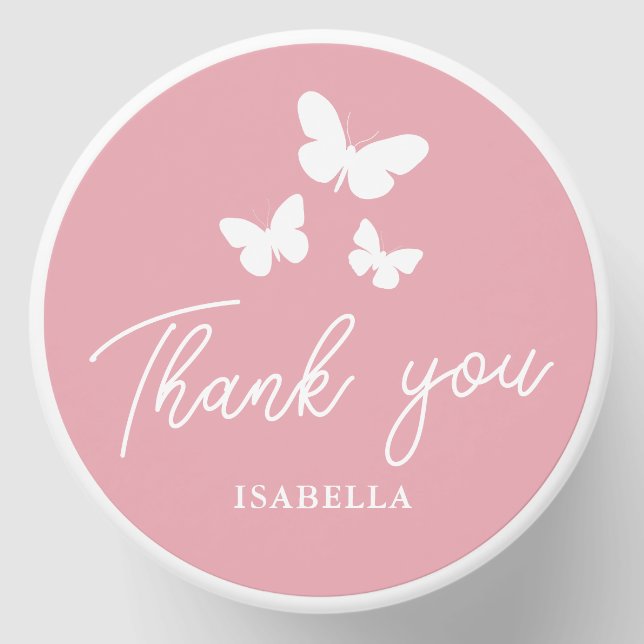 Pink Butterflies Bridal Shower Mini Candle Favors (Front)