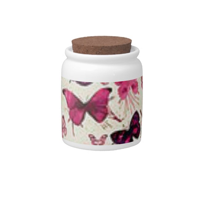 Pink Butterflies Candy Jar (Front)